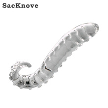 SacKnove 470091 Wholesale Sexy Female Penis Products Massage Stick Granular Crystal Adult Sex Toys Dildo Curved Plug Anal Glass